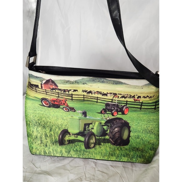 Unique Tractor Farm Scene Shoulder Bag Women's Fashion Accessory rhinestones - Picture 2 of 11